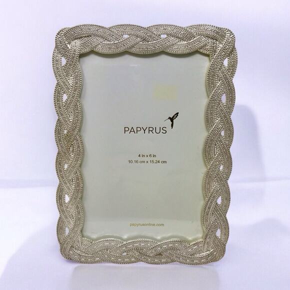Papyrus NWT 4 x 6 Photo Frame Silver Finish with Braided Style Vintage - Picture 1 of 7